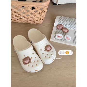 細細條 洞洞鞋男女情侶款時尚可愛小羊涼拖外穿防滑足弓包頭拖鞋