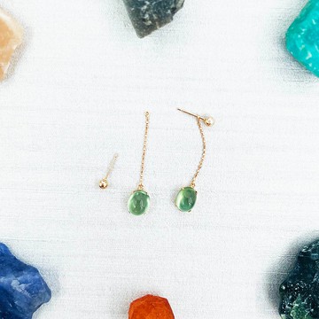 能量釋放系列 葡萄石 黃18K金耳環 3戴式 輕珠寶飾品