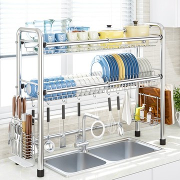 【小慕KOGURE】304不銹鋼廚房水槽置物架碗架瀝水架水池上放碗碟收納架