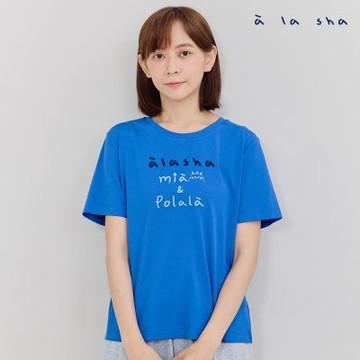 a la sha 特殊亮片繡花Logo棉T