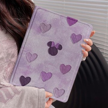 【進口超纖皮】愛心米妮適用ipadair7保護套新款ipadpro2024保護殼air6好看ipad11/10帶筆槽mini7防彎6迪士尼