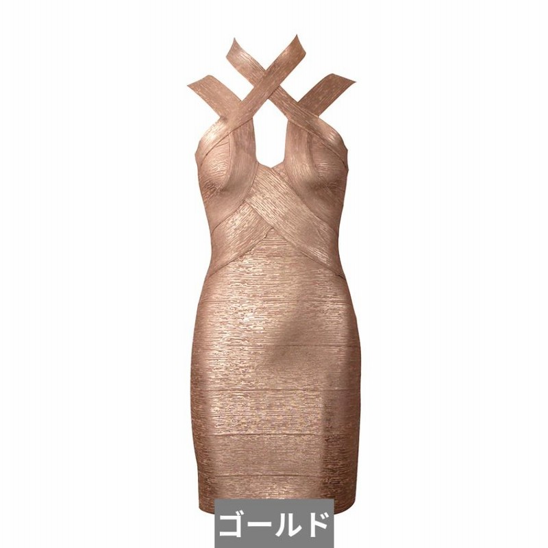 国内発送★Sosandar バンテージノースリーブボディコンドレス バンテージ ボディコン ドレス ゴールド ミニ ノースリーブ