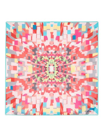 CHANEL Pre-Owned - 1990s pixel print silk scarf - women - Silk - One Size - Pink