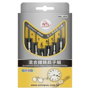 Octopus 章魚牌 鐘錶起子組6支 一 十字 附收納盒  1組