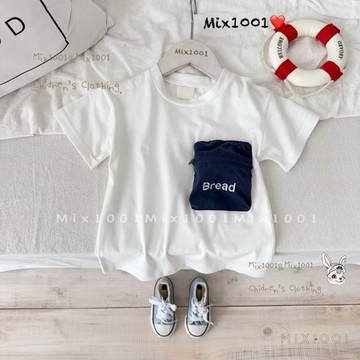 🌈✨mix1001立體大口袋Bread字母造型上衣✨兒童拉鍊大口袋上衣5-17