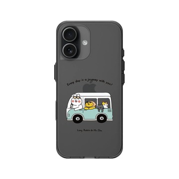iPhone 17 Clear (相機按鈕) 酷墨灰 - 懶散兔與啾先生 Lazy Rabbit and Mr.Chu - Journey