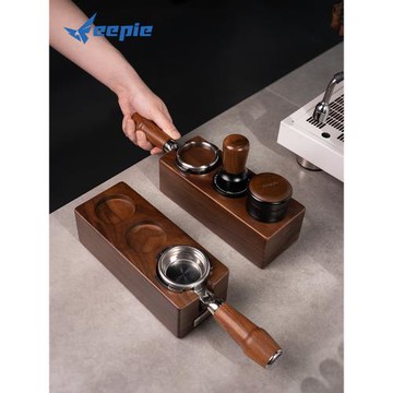 feepie啡派胡桃木咖啡壓粉座意式咖啡手柄支撐架布粉收納底座套裝