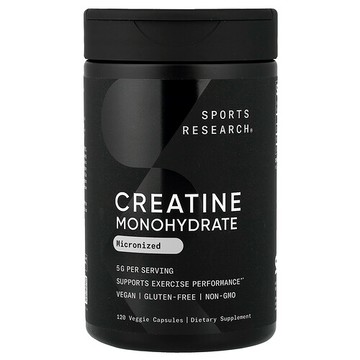 Sports Research, 一水肌酸，微粒化，120 粒素食膠囊（每粒膠囊 1.25 克）