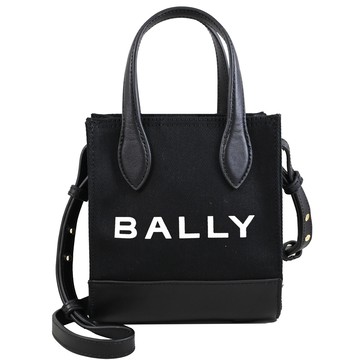 BALLY 6314829 BAR XS 品牌LOGO帆布皮革手提/肩背包.黑