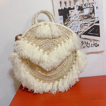 摩洛哥椰棗葉手工編織包 流蘇提籃 卡薩米