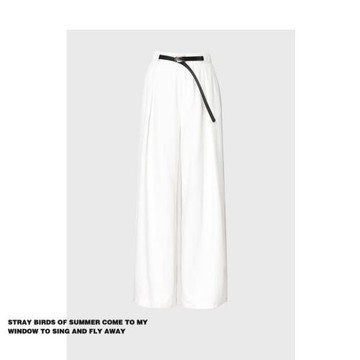 【現貨】拉夏貝爾高腰直筒休閑百搭墜感拖地褲白色闊腿褲子