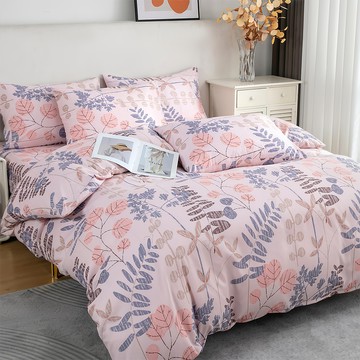 Living Art 舒柔棉 柔麗絲系列 薄床包組 台灣製  加大(薄床包 186 x 152cm + 薄枕套 75 x 45cm)  葉之舞