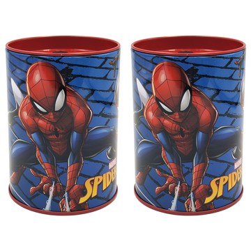 MARVEL 漫威 SPIDER-MAN 蜘蛛人 筆筒存錢筒 Set 2  鐵製  紅色  1組
