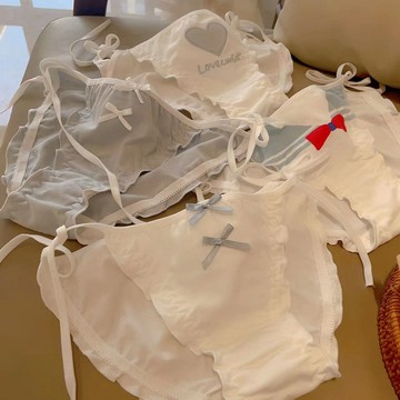 台灣現貨【法拉米拉】95%棉JK風校園製服日系甜美可愛心綁帶性感軟妹免脫系帶內褲大碼內褲三角褲 3003 11-0056