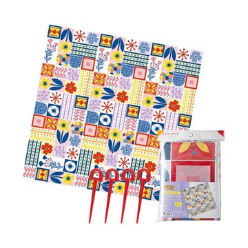 日本Asahikoyo繽紛花朵4角釘定180x180公分野餐墊組