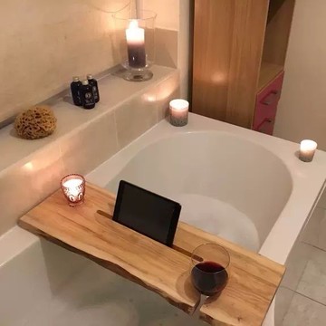 限時下殺 免運/可開票 浴缸置物架原木一字隔板實木收納架澡盆浴缸邊隔板多功能木板定制