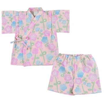 akachan honpo - 兩件式甚平-小花-粉紅色