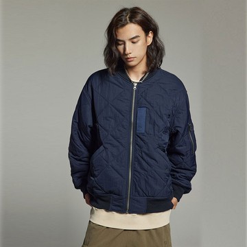 冬季菱格棉衣夾克 男士保暖夾棉棒球服外套