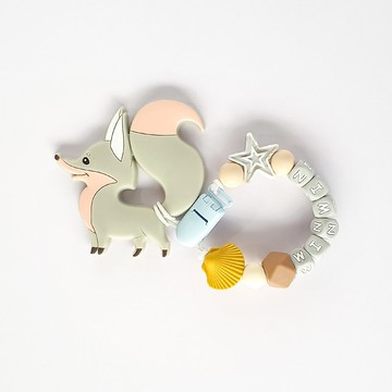 nimnim 星星 貝殼 灰色狐狸固齒器 / 客製化奶嘴鏈