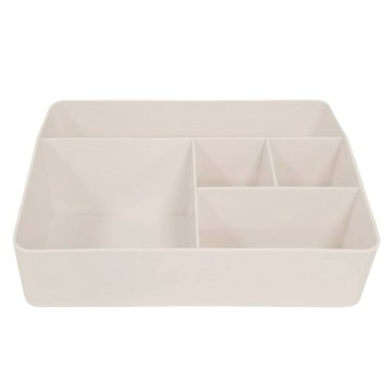 懶角落 桌面收納盒 分格盒 防滑墊腳設計  白色  1個