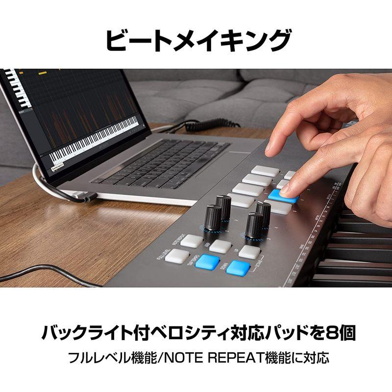 Alesis USB MIDIキーボードコントローラー 49鍵ベロシティ対応FULL LEVELモード対応の8 つのドラムパッド、アルペジエ