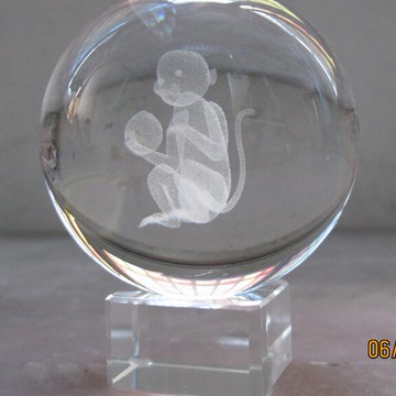 內雕球創意禮品送朋友水晶球家居擺件生日禮物十二生肖猴