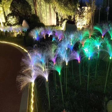 太陽能光纖蘆葦燈led仿真發光戶外草坪景觀燈花園別墅防水插地燈