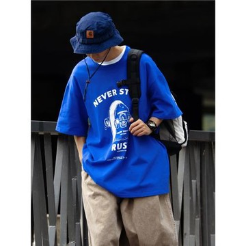 NOCLUE美式重磅圖案撞色印花T恤男女 Cityboy寬松顯白情侶短袖Tee