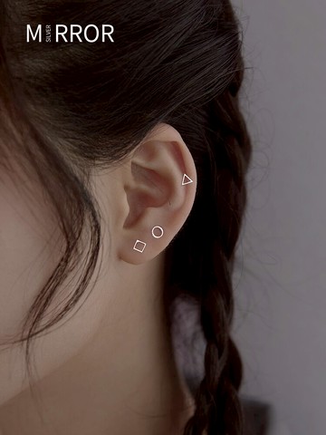 小麋人925小巧純銀耳釘耳環新款潮耳飾養耳洞耳棒睡覺不用摘