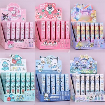💖貝兒優選💖三麗鷗盲盒筆 鐳射創意卡通動漫ST中性筆 學生0.5m速幹按動筆 胖胖筆