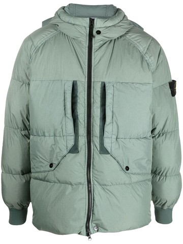 Stone Island - Compass-patch puffer jacket - men - Polyamide/Polyurethane Resin/Polyamide/Feather Down - S - Green