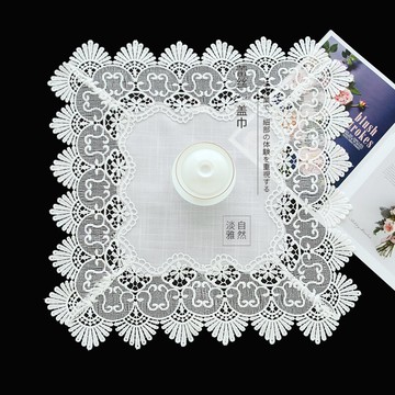 唯米 9918簡約純白色麻棉電視床頭柜茶幾餐桌布美式防塵多用蓋巾