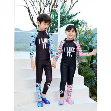 兒童泳衣男女寶寶學生長袖長褲沙灘防曬韓式新款分體保暖游泳衣