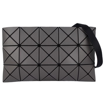 ISSEY MIYAKE 三宅一生 BAOBAO 灰色皮質三角格3X5中型斜背包