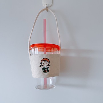 珍奶 女孩 手繪環保杯袋