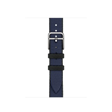 Apple Watch Hermès - 42 公釐 Navy/Noir 海軍藍色配黑色 Twill Jump Attelage Single Tour 錶帶