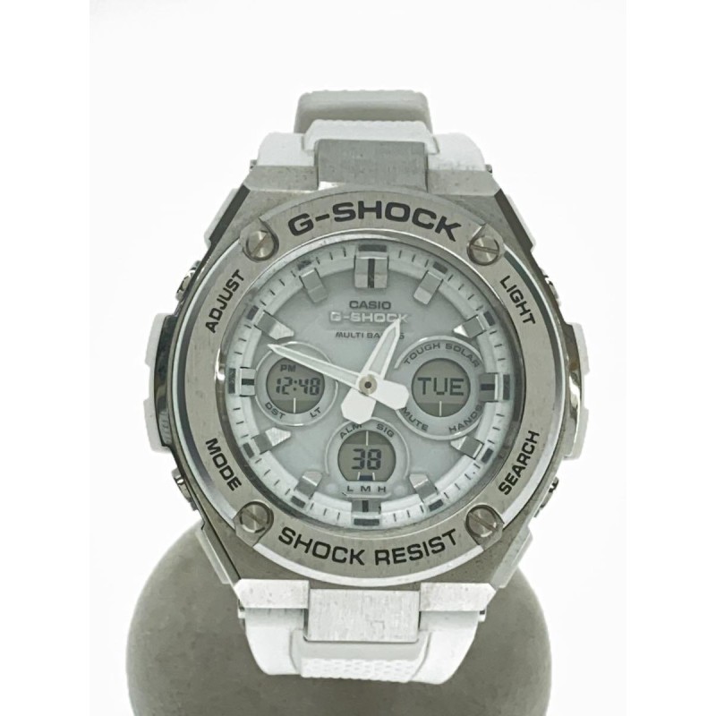 ソーラー腕時計・G-SHOCK/デジアナ/ラバー/SLV/WHT/セラミック | LINEショッピング