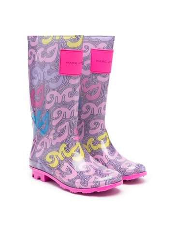 Marc Jacobs Kids - logo-print patch wellies - kids - Rubber/Rubber/Rubber - 30 - Pink