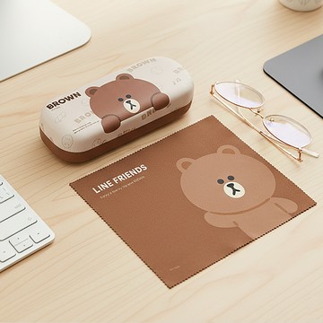 【LINE FRIENDS】抗壓防摔眼鏡盒+拭鏡布 多款選  (平輸品)