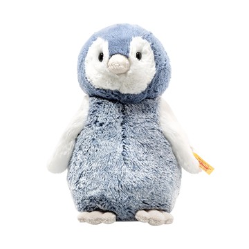 Steiff 德國金耳釦泰迪熊 玩偶 柔軟絨毛材質 寶寶安心玩耍  22cm  Paule Penguin 企鵝 灰藍色  1個