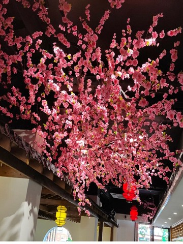 【新店熱銷】新中式仿真桃花櫻花吊頂飯店火鍋奶茶櫥窗裝飾遮擋吊頂仿真花假花
