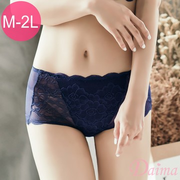 內褲 (M-XXL)蠶絲性感透肌彈力親膚蕾絲內褲_藍色#7509