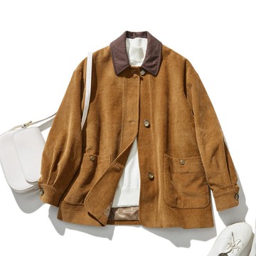 燈芯絨外套，適合多種季節穿搭，內襯設計 240910-1