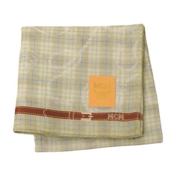 MCM 經典格紋航海風品牌字母LOGO圖騰帕領巾(湖水綠系/48CM)