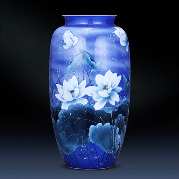 景德鎮陶瓷器手繪青花瓷花瓶大號擺件荷塘清香中式家居客廳裝飾品