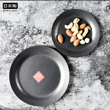 日本青芳盤子AOYOSHI黑色復古啞光小碟子戶外露營餐盤不銹鋼餐具