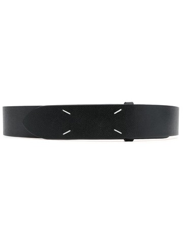 Maison Margiela - four-stitch logo leather belt - men - Calf Leather/Calf Leather/Brass - 70 - Brown