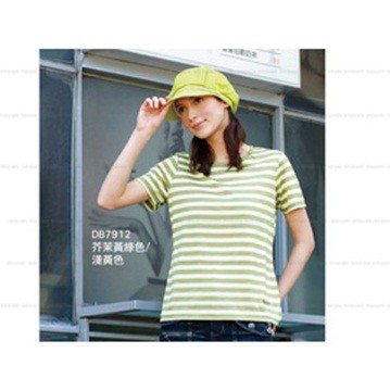 RATOPS 女圓領 COOLMAX條紋系列_DB7912 芥茉黃綠/淺黃