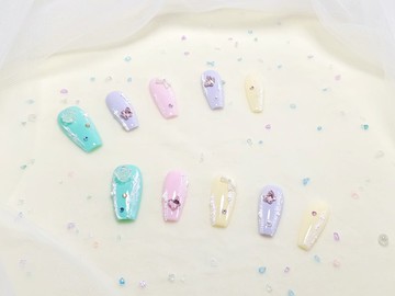 【YUE】糖霜彩霧 - 立體蝴蝶結甜美穿戴甲 L碼