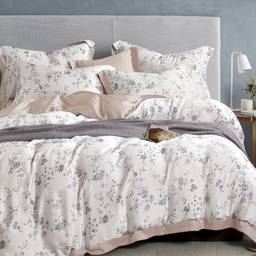 貝淇小舖 60支100%萊賽爾天絲鋪棉兩用被套  210 x 180cm  愛洛花園 白色
